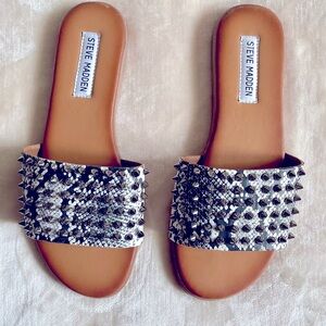 Steve Madden snake print studded slides size 7.5
